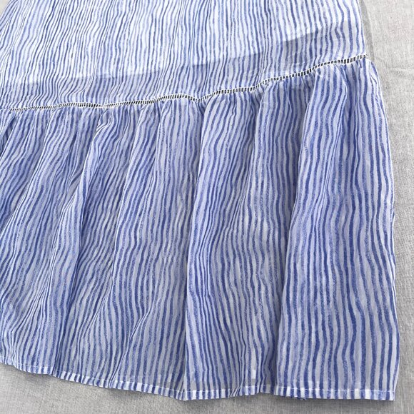 Moon River White & Blue Stripe Puff Sleeve Cottagecore Homemaker Midi Dress Sz M - Picture 4 of 16